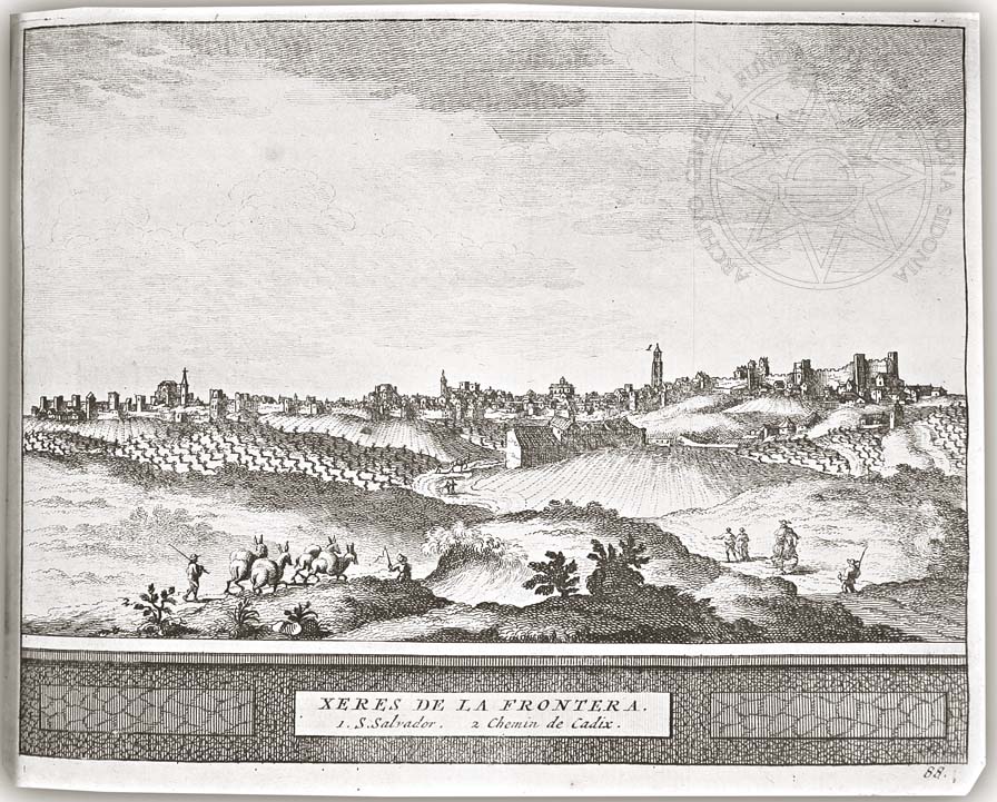 grabado puerto cadiz juan alvarez colmenar andalucia granada delicias españa portugal 1715 jerez de la frontera